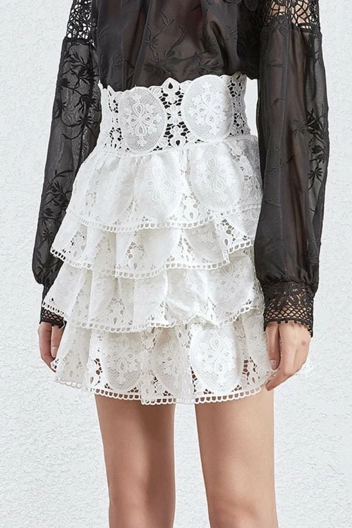 Jessica Bara Natasha High Waisted Eyelet Mini Skirt Reve Doll Essentials