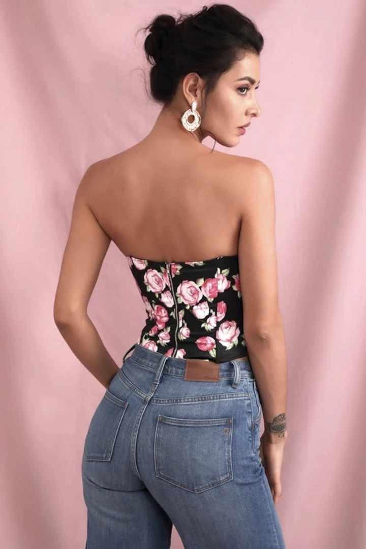 Summer Lovin' Jessica Bara Devyn Strapless Floral Corset Top
