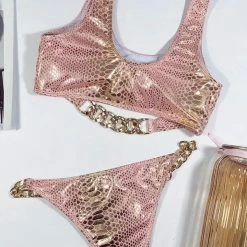 Poolside Essentials Jessica Bara Lexis Snakeskin Chain Bikini Set