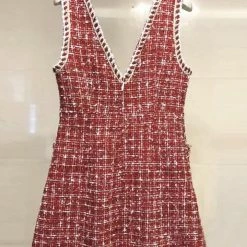 Jessica Bara Landon Tweed Sleeveless Mini Dress