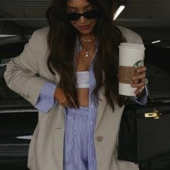 Summer Lovin' Jessica Bara Garcia Stripped Button Down And Short Two Piece Set