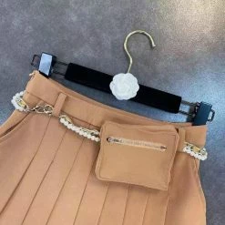 Jessica Bara Sammy Pleated Pearl Chain Belt Mini Skirt