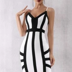 Birthday Suit Jessica Bara Sylvia Contrast Bandage Midi Dress
