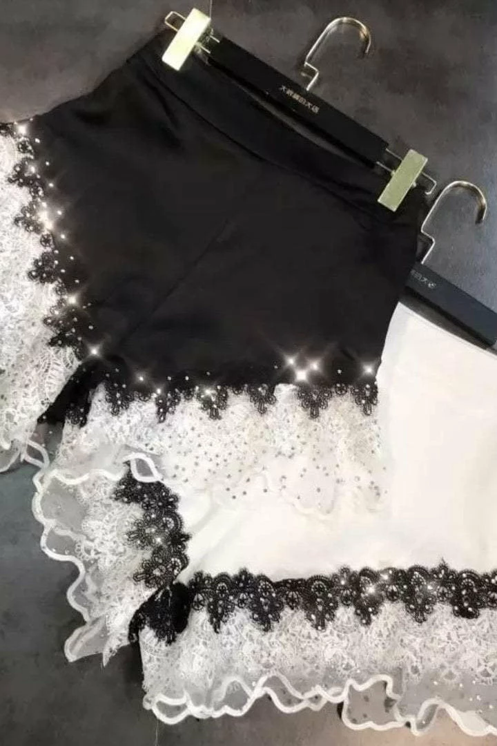 Jessica Bara Daisie Lace Rhinestone Shorts