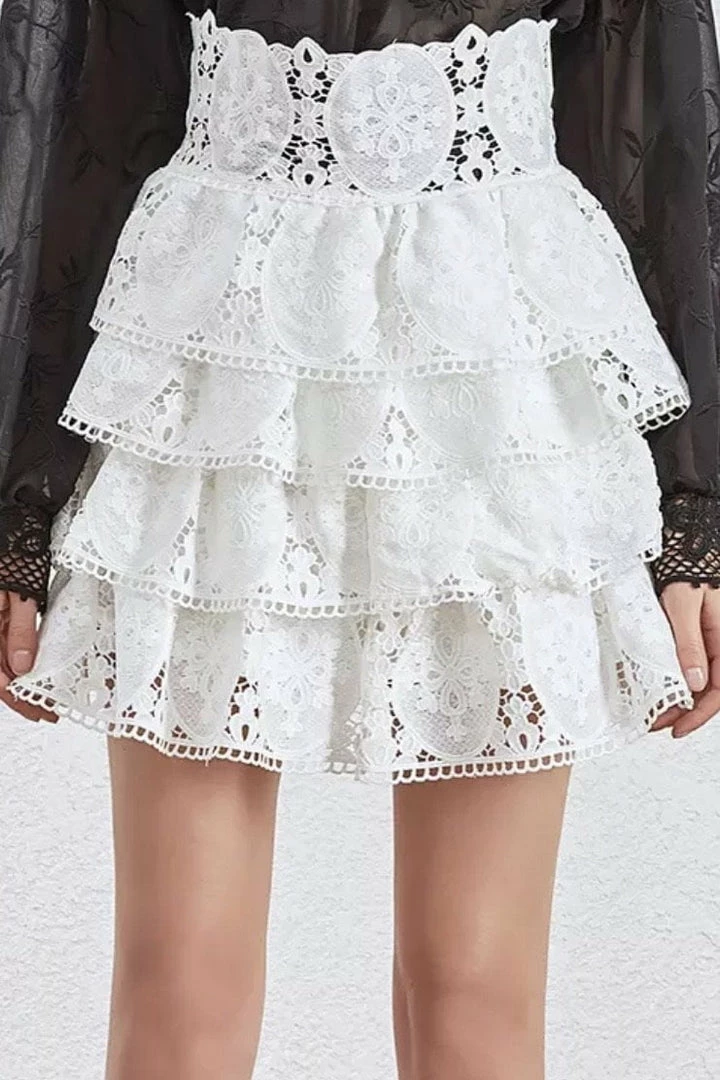 Jessica Bara Natasha High Waisted Eyelet Mini Skirt Reve Doll Essentials