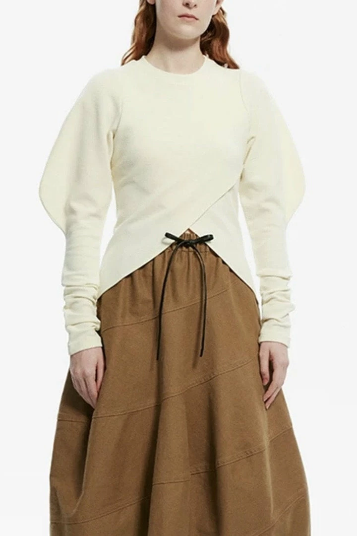 Jessica Bara Isaias Long Puff Sleeve Knit Top