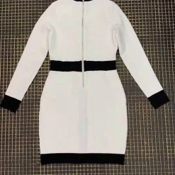 Jessica Bara Lorelle Silver Buttton High Neck Mini Dress