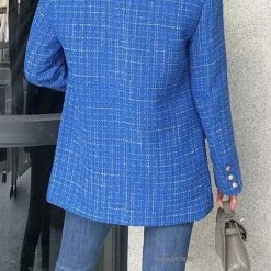 Jessica Bara Kameron Tweed Gold Button Blazer