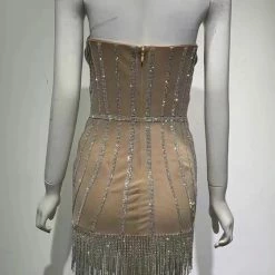 Best Sellers Jessica Bara Alpha Strapless Crystal Mesh Mini Dress