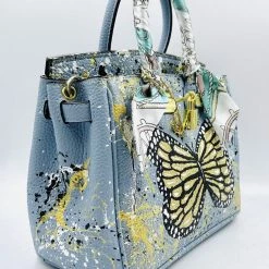 Anca Barbu Handpainted Butterfly Graffiti Handbag