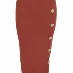 Reve Doll Essentials Jessica Bara Nathalie Gold Button Bandage Midi Dress