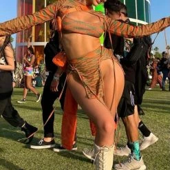 Jessica Bara Hana Knit Crop Top And Skirt Three Piece Set