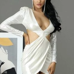 Jessica Bara Halo Long Sleeve Cut Out Mini Dress