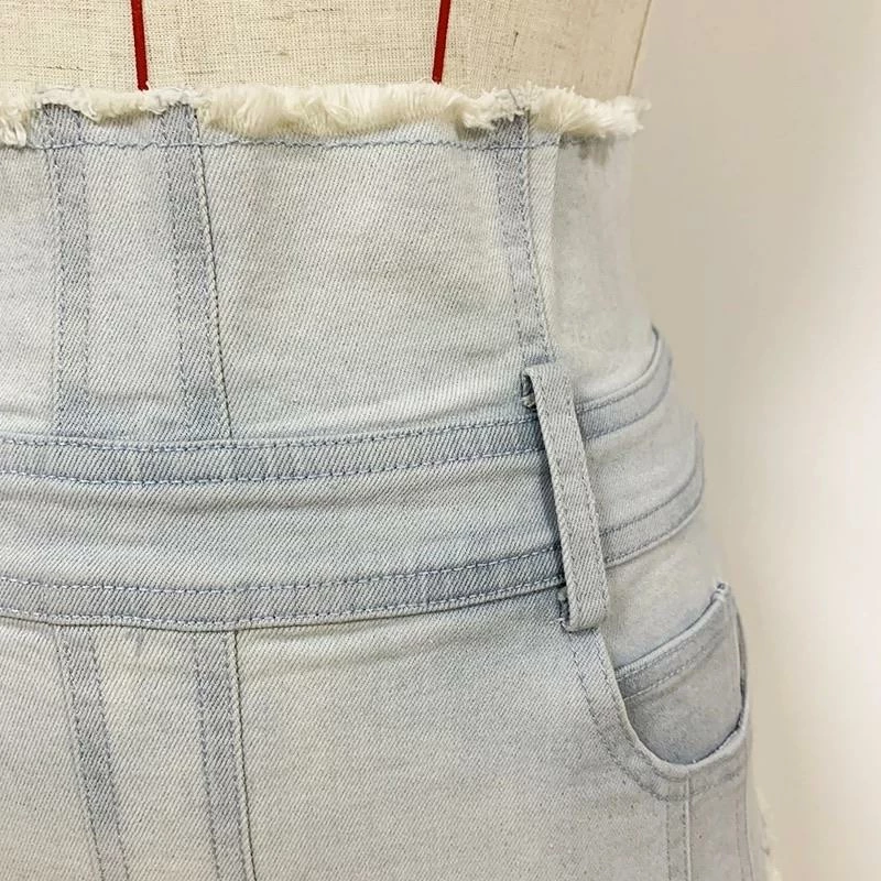 Jessica Bara Lyssa Denim Patchwork Skirt