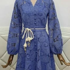 Jessica Bara Carmen Long Sleeve Embroidery Mini Dress