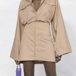 Jessica Bara Noriane Long Sleeve Button Down Dress Reve Doll Essentials