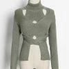 Jessica Bara Tiffany Long Sleeve Cut Out Turtleneck Top Reve Doll Essentials