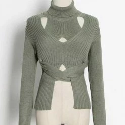 Jessica Bara Tiffany Long Sleeve Cut Out Turtleneck Top Reve Doll Essentials