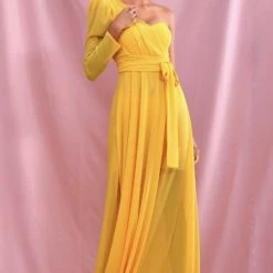 Jessica Bara Adrianna One Shoulder Belted Maxi Dress Summer Lovin'