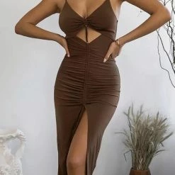 Reve Doll Essentials Jessica Bara Melinda Ruched Cut Out Midi Dress