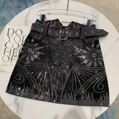 Birthday Suit Jessica Bara Kannon Rhinestone Belted Mini Skirt