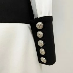 Jessica Bara Kellie Contrast Silver Button Collared Dress
