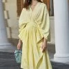 Summer Lovin' Jessica Bara Collins Ruched Lantern Sleeve Midi Dress