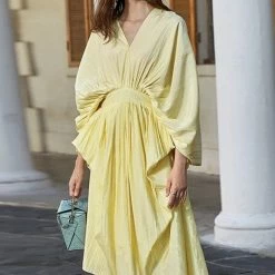 Summer Lovin' Jessica Bara Collins Ruched Lantern Sleeve Midi Dress