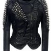 Jessica Bara Ethan Studded Long Sleeve PU Leather Jacket
