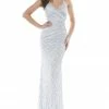 Colors Dress V Neck Beaded Backless Gown
