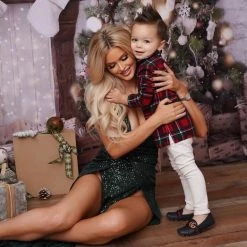 Jessica Bara Tyler V Neck Sequin Double Slit Gown