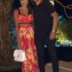 Jessica Bara Melina Crop Top And Pleated Maxi Skirt Two Piece Set