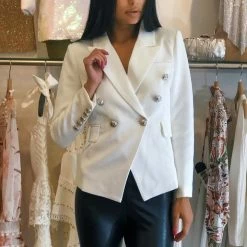 Reve Doll Essentials Jessica Bara Donatella Silver Button Blazer