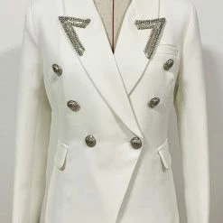 Jessica Bara Rhinestone Donatella Double Breasted Blazer
