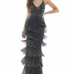 Colors Dress Backless Fringe Sequin Gown The Event Shop