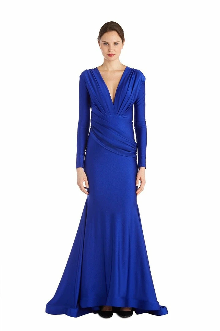 Jessica Bara Selene Long Sleeve V Neck Draped Gown The Event Shop