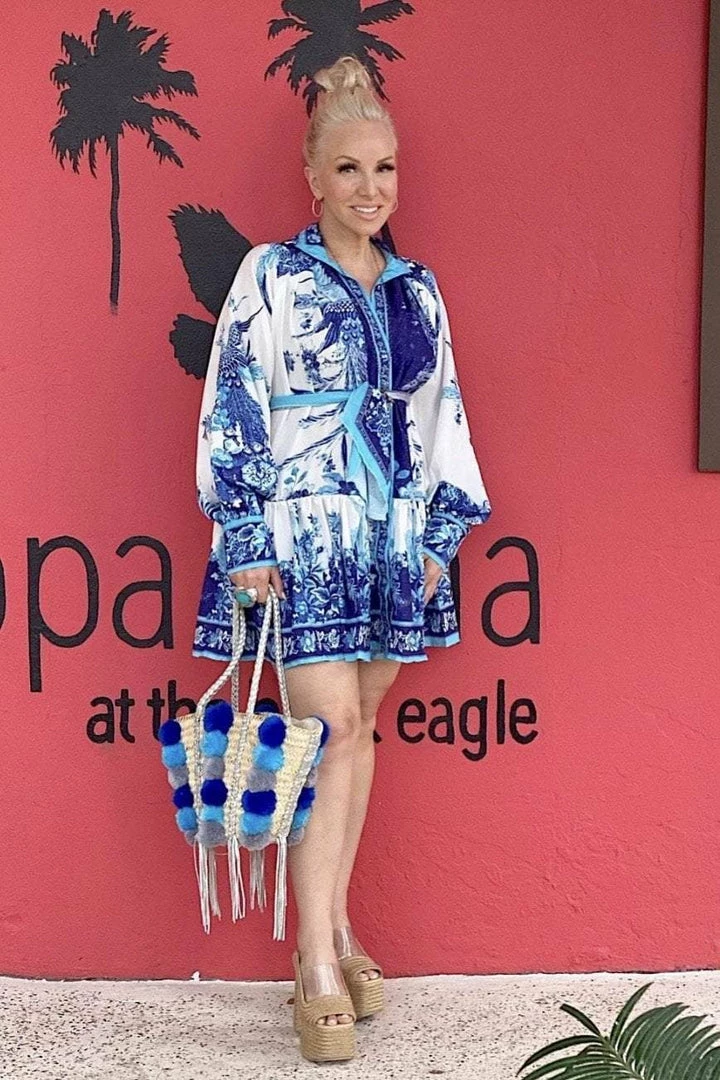 Jessica Bara Jadine Long Sleeve Floral Mini Dress