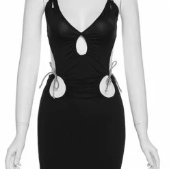 ReveBoutique Jessica Bara Joanne Crystal Bow Cut Out Mini Dress Influencer Style