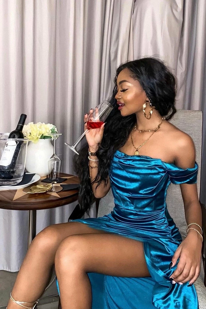 Jessica Bara Char Off The Shoulder Bodycon Gown Influencer Style