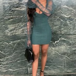 Jessica Bara Royce Puff Sleeve Ruched Mini Dress Influencer Style