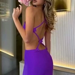 Summer Lovin' Jessica Bara Tori Cut Out Halter Mini Dress