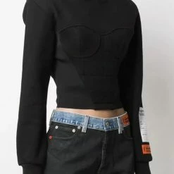 Jessica Bara Dylan Long Sleeve Hooded Corset Sweatshirt Tops