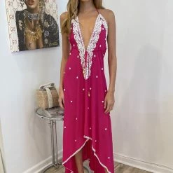 Kareena Pink Sands Halter Neck Embellished Maxi Dress Summer Lovin'