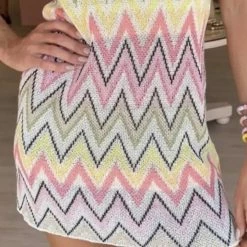 Jessica Bara Cressida Patchwork Sleeveless Knit Mini Dress