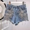Summer Lovin' Jessica Bara Zayd High Waisted Rhinestone Denim Shorts