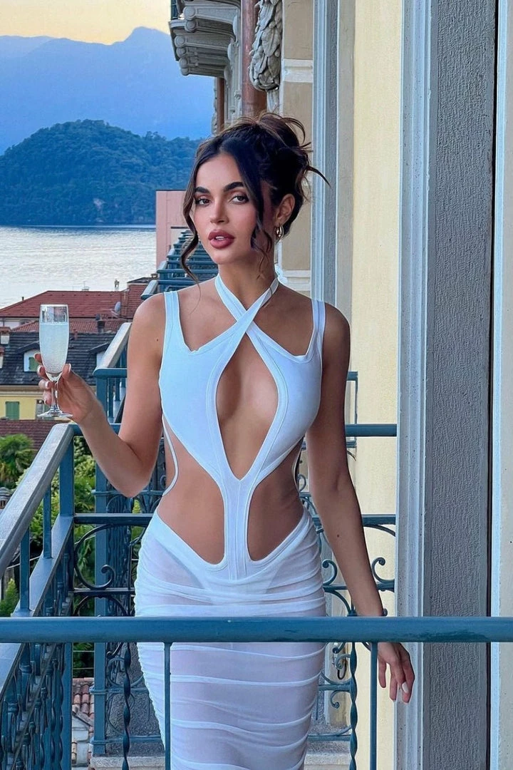 Influencer Style Jessica Bara Nova Cut Out Mesh Midi Dress