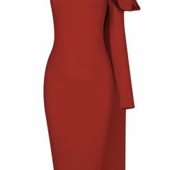 The Event Shop Jessica Bara Henrietta One Shoulder Bow Midi Dress