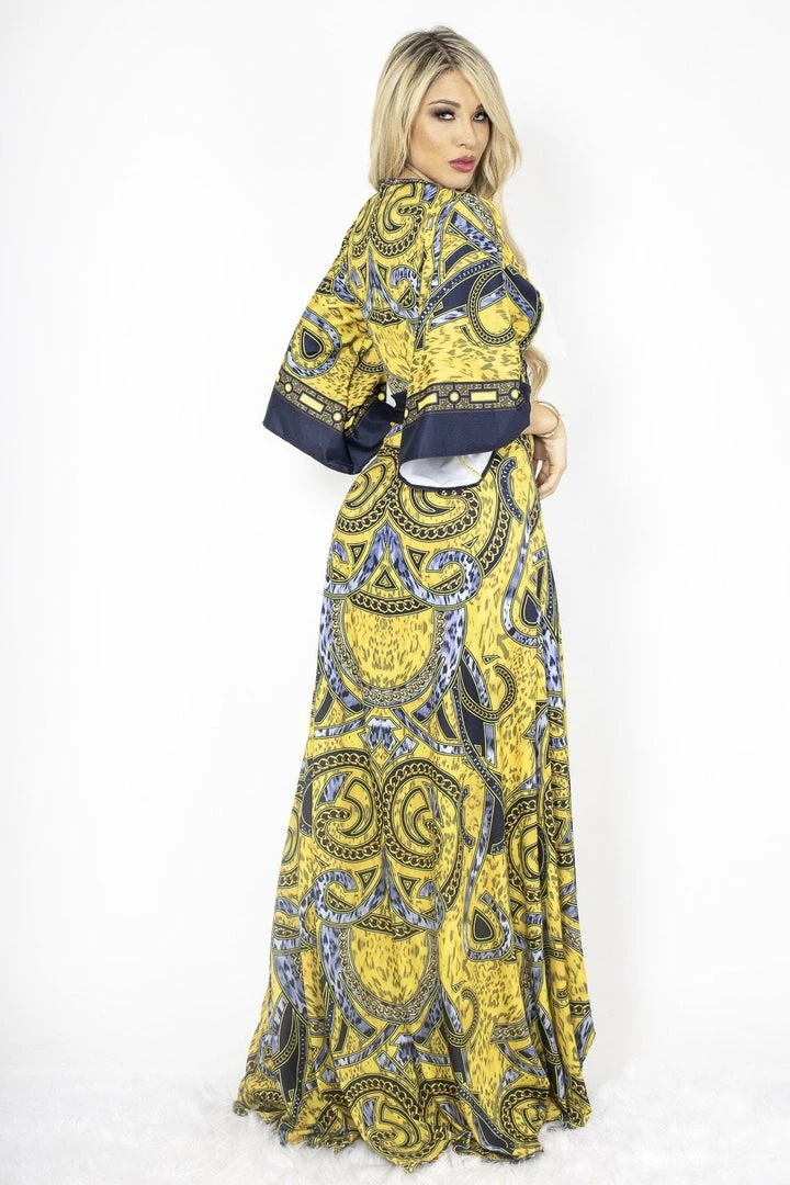 Baccio Couture Summer Lovin' Baccio Lucia V Neck Crystal Maxi Dress