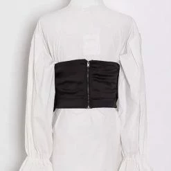 Jessica Bara Delia Long Sleeve Shirt With Bow Crop Top