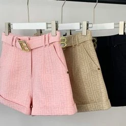 Jessica Bara Rhonda Gold Belted High Waisted Shorts Reve Doll Essentials